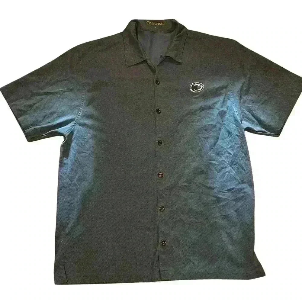 Penn State Men’s Button Up Lightweight Shirt Size Large Brand Chillwear Blue